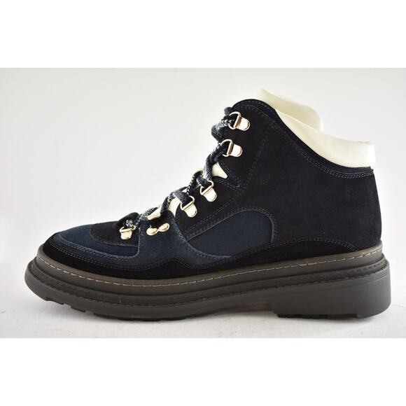 Chanel 23C Blue Black CC Combat Lace Up Tie Ankle Short Hiking Ski Snow Boots 42 - Picture 11 of 16